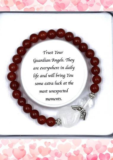 Carnelian Crystal Heart Guardian Angel Bracelet